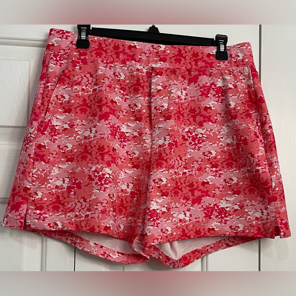 BCG Women’s Hot Pink Coral Flowers Golf/Walk Shorts W/Pockets Large
